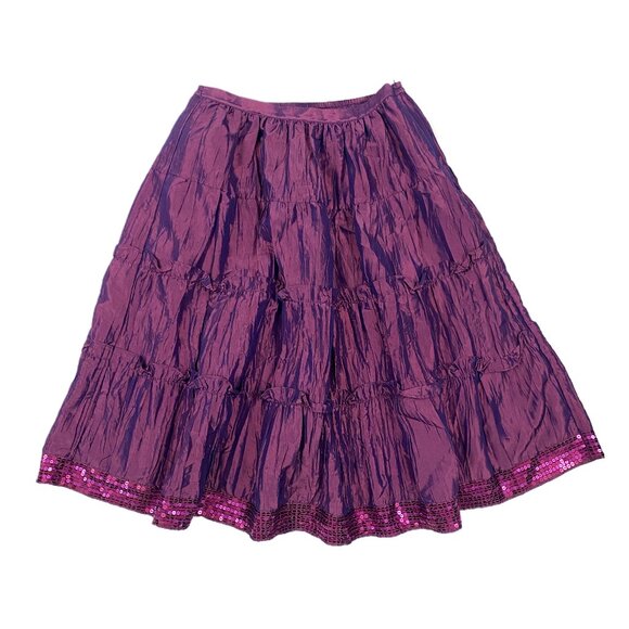 witchy and whimsy purple iridescent embellished taffeta midi circle skirt - Picture 1 of 4